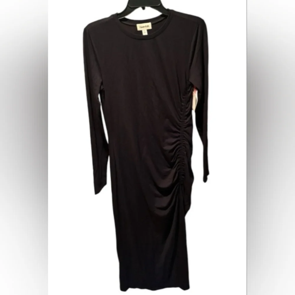 Open Edit Black Long Sleeve Mididress - Picture 2 of 2